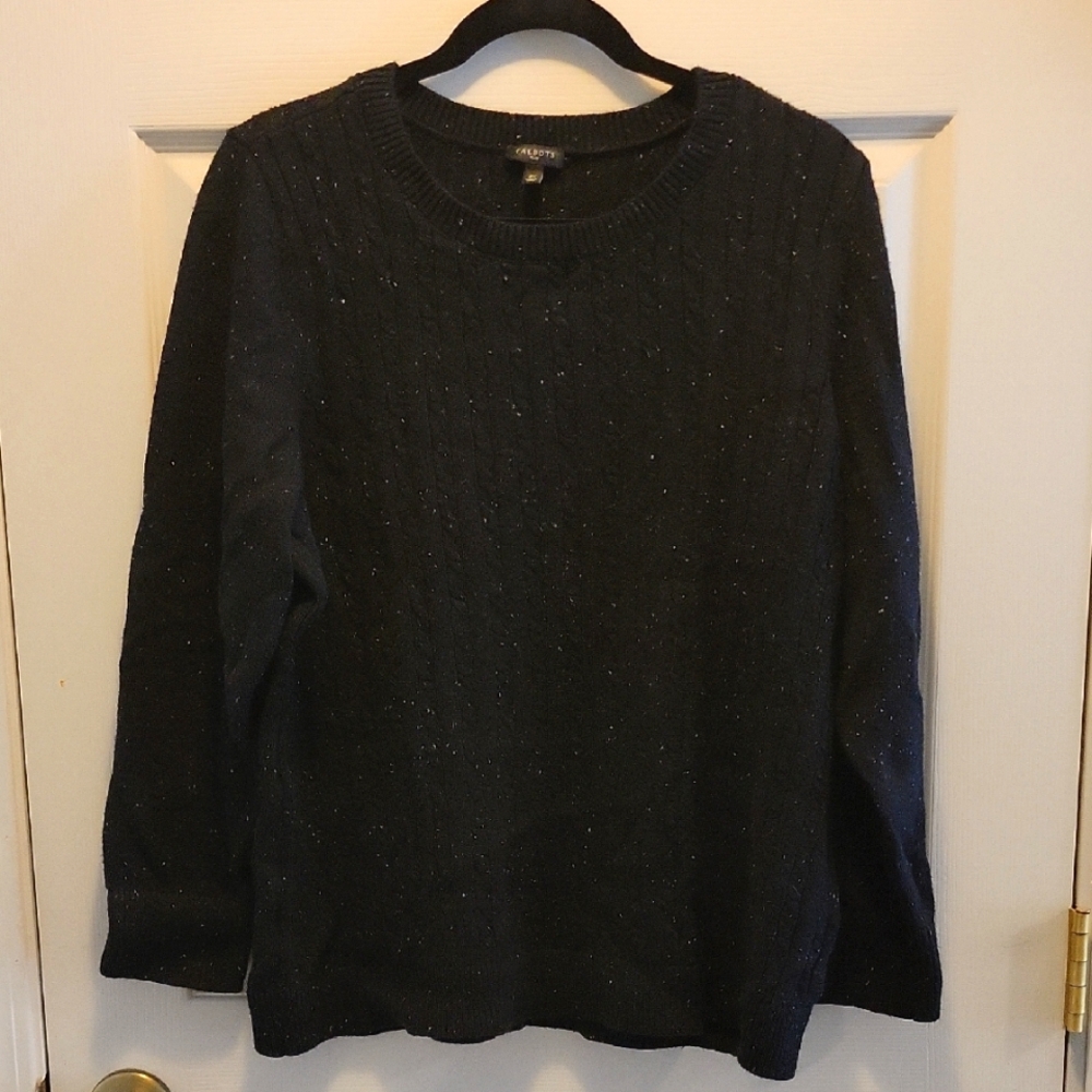 Talbot's 2X Black Cable Knit Sweater